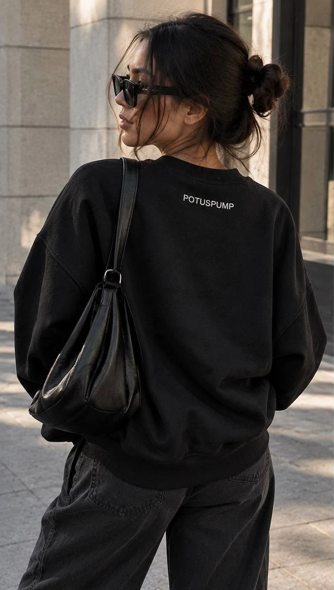 Signature Black Sweatshirt worn in an everyday look