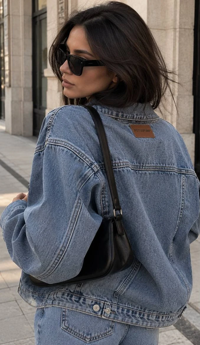 Vintage Blue Denim Jacket worn in an everyday look