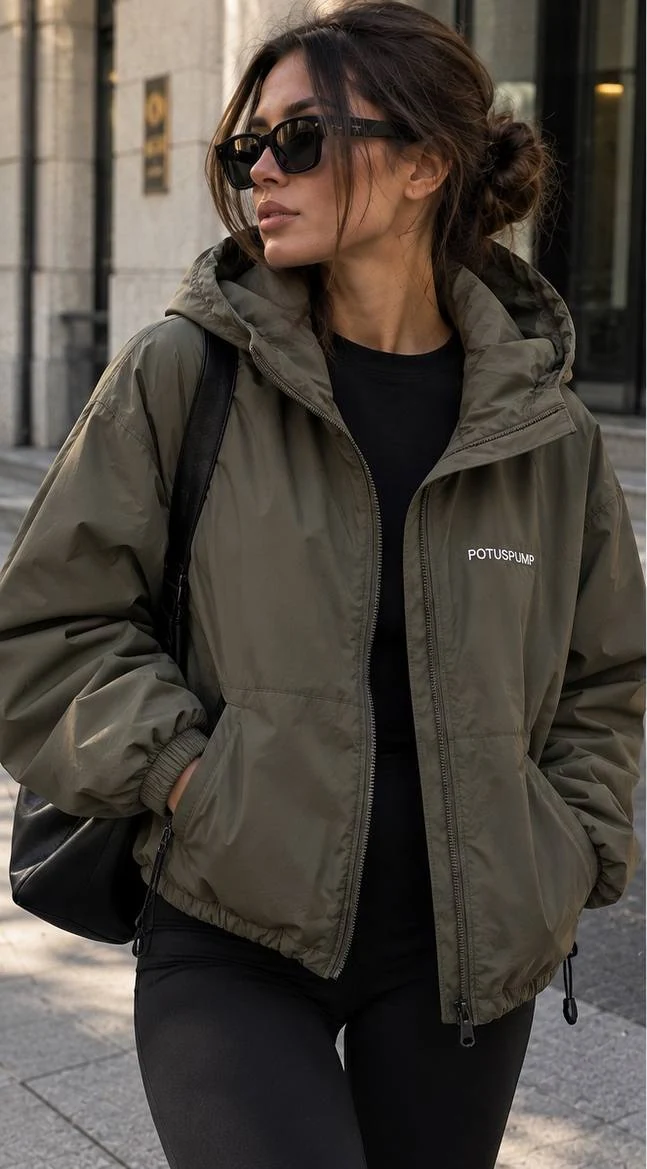 Olive Utility Jacket worn in an everyday look